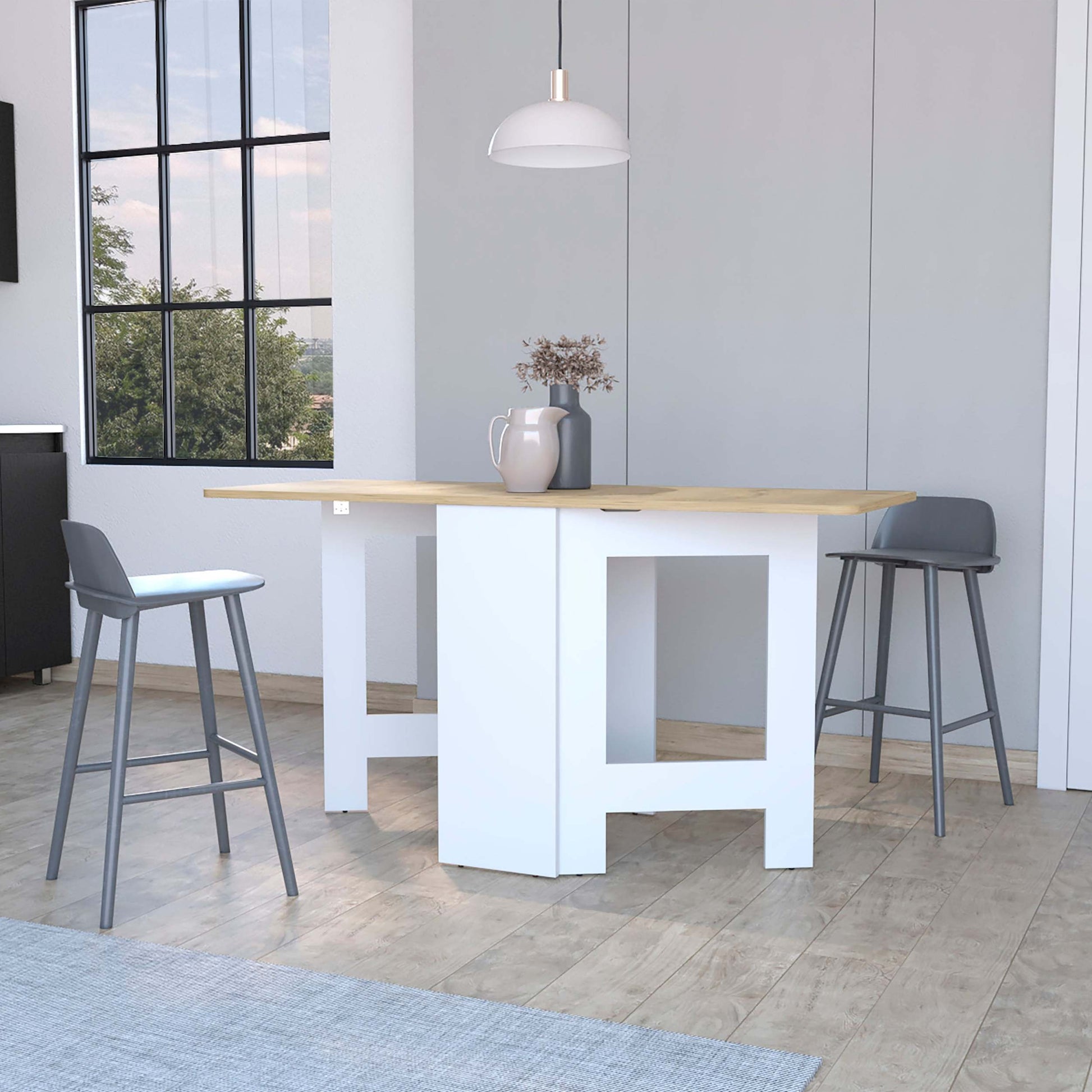 Cole White And Macadamia Folding Dining Table Brown White Folding Dining Room Rectangular Kitchen & Dining Tables Rectangular Wood