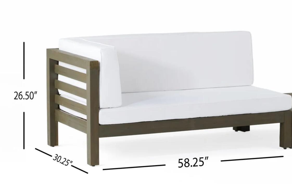 Oana Left Corner Bench And Coffee Table, White White Seats 2 Acacia Wood