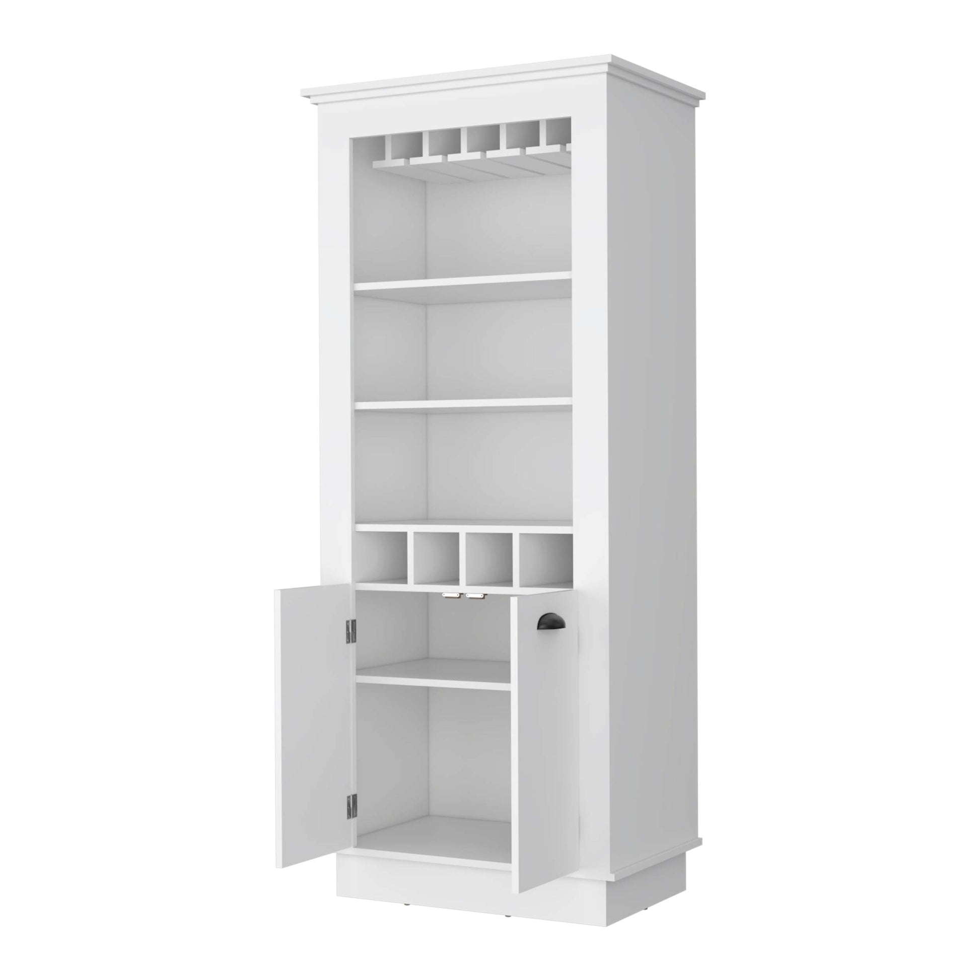 White 4 Built In Wine Rack Bar Cabinet 3 4 Shelves White White Primary Living Space Shelves Included Wood