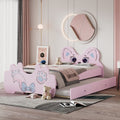 Cartoon Twin Size Platform Bed With Trundle, Pink Twin Pink Blue Mdf Lvl