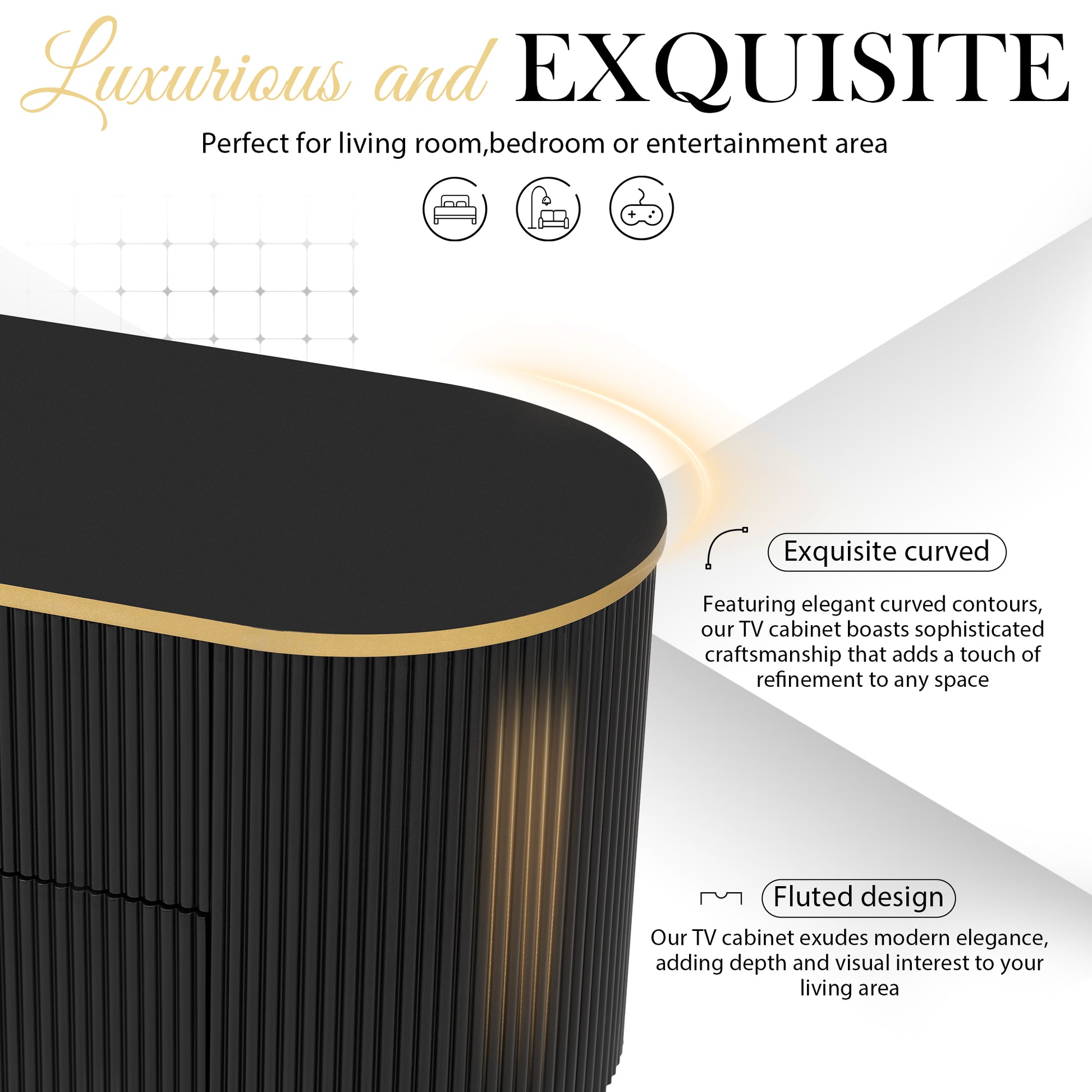 Modern Tv Stand For Tvs Up To 80 Inches, Entertainment Center With 4 Drawers And 1 Cabinet, Wood Tv Console Table With Metal Legs And Handles For Living Room Black 70 79 Inches Mdf