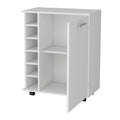 White 6 Bottle Rack Bar Cart White White Primary Living Space Rectangular Kitchen Carts Wood Small Less Than 40In