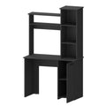 Black 3 Tier Storage Shelves Computer Desk Black Office Rectangular Shelves Desk Wood