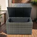Outdoor Storage Box, 200 Gallon Wicker Patio Deck Boxes With Lid, Outdoor Cushion Storage For Kids Toys, Pillows, Towel No Sectional Grey Mildew Resistant Frame Mildew Resistant Cushion Garden & Outdoor American Traditional Pe Rattan Iron Waterproof