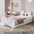 Cartoon Twin Size Platform Bed With Trundle, White Twin Antique White Mdf Lvl