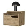Macadamia Dual Shelf Display Nightstand Natural 1 Drawer Bedroom Floating Easy Assembly Wood
