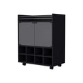 Bradley Black 8 Bottle Rack Bar Cart Black Primary Living Space Rectangular Kitchen Carts Wood Small Less Than 40In