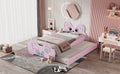 Cartoon Twin Size Platform Bed With Trundle, Pink Twin Pink Blue Mdf Lvl