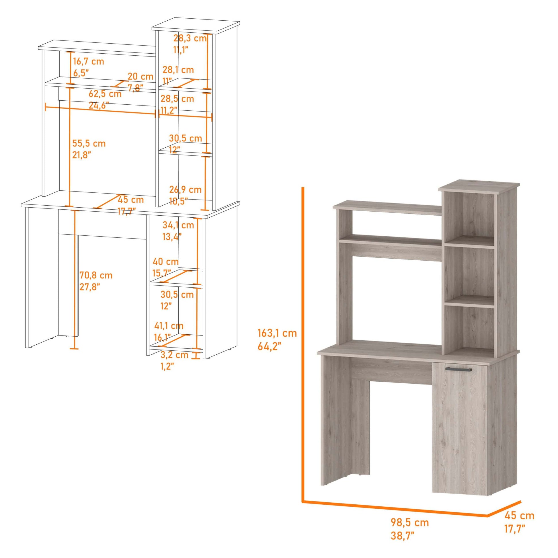 Light Gray 3 Tier Storage Shelves Computer Desk Light Gray Gray Computer Desk Office Shelves Desk Wood