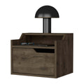 Dark Brown Dual Shelf Display Floating Nightstand Dark Brown Brown 1 Drawer Bedroom Floating Easy Assembly Wood