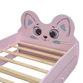 Cartoon Twin Size Platform Bed With Trundle, Pink Twin Pink Blue Mdf Lvl