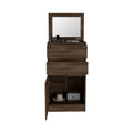 Depot E Shop Diamond Dresser, Jewelry Box, Mirror, Single Door Cabinet, Two Drawers, Dark Walnut Brown Particle Board Particle Board