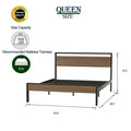 Ceres Metal Bed, Black With Cinnamon Wood Headboard & Footboard, Queen Box Spring Not Required Queen Black Metal Bedroom Bed Frame Metal Metal