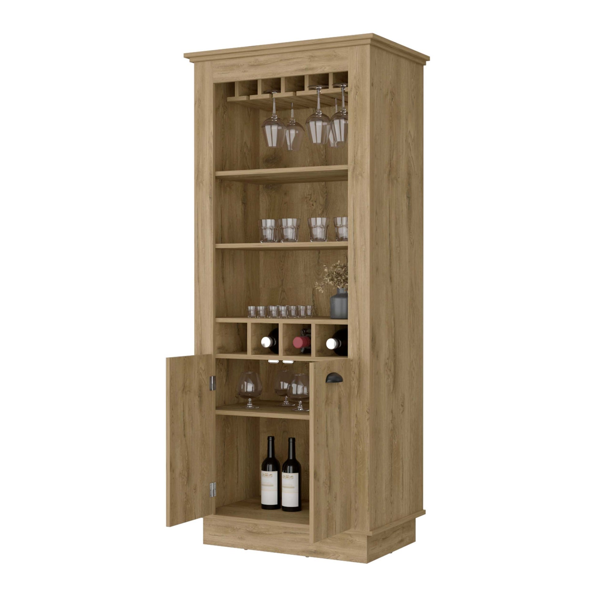 Macadamia 4 Built In Wine Rack Bar Cabinet 3 4 Shelves Brown Brown Primary Living Space Shelves Included Wood