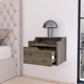 Dark Brown Dual Shelf Display Floating Nightstand Dark Brown Brown 1 Drawer Bedroom Floating Easy Assembly Wood