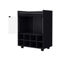 Bradley Black 8 Bottle Rack Bar Cart Black Primary Living Space Rectangular Kitchen Carts Wood Small Less Than 40In