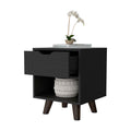 Black 1 Open Storage Shelf Nightstand Black 1 Drawer Bedroom Open Storage Shelf Black Wood