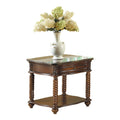 Traditional Formal Marble Top End Table With Drawer Lower Shelf Mahogany Finish Spiral Turned Legs Wooden 1Pc Living Room Furniture Side Table Mahogany Primary Living Space Luxury,Traditional Drawers Square Coffee & End Tables Wood