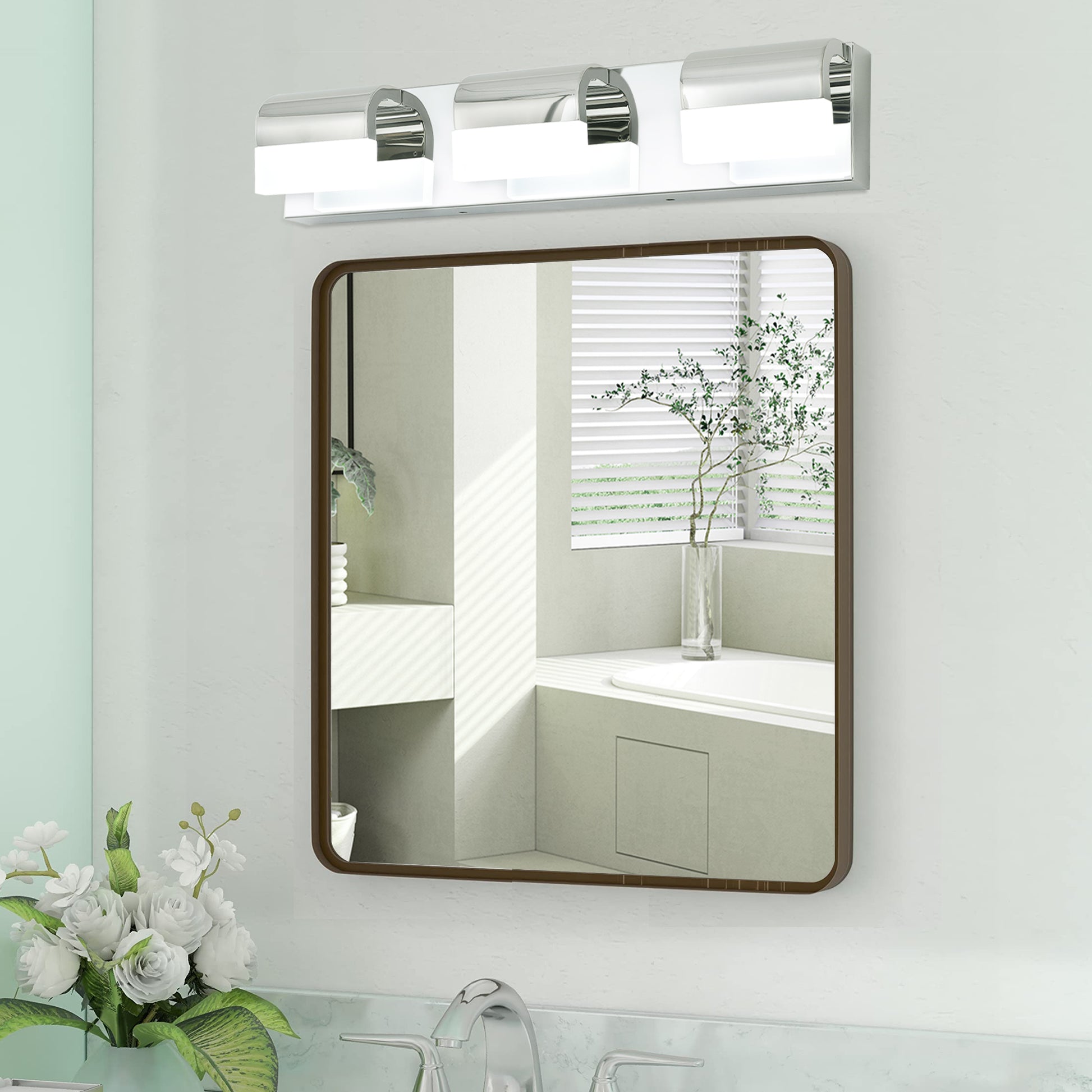 Bathroom Vanity Lighting 3 Light Led Vanity Lights Over Mirror Bath Wall Lighting Chrome Modern Acrylic Stainless Steel