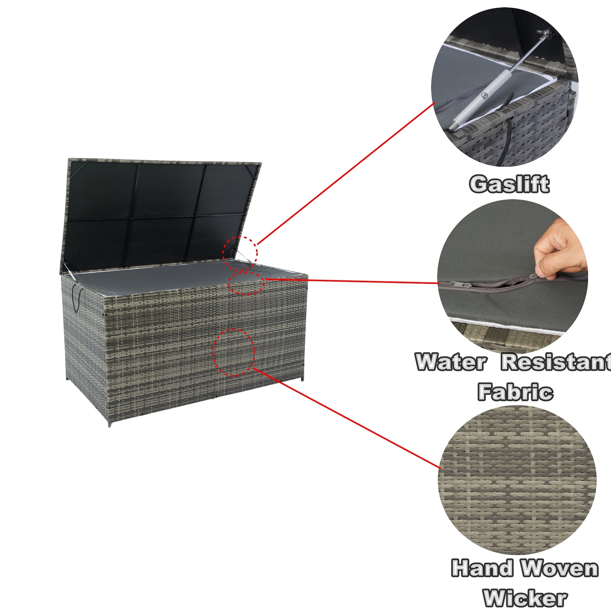 Outdoor Storage Box, 200 Gallon Wicker Patio Deck Boxes With Lid, Outdoor Cushion Storage For Kids Toys, Pillows, Towel No Sectional Grey Mildew Resistant Frame Mildew Resistant Cushion Garden & Outdoor American Traditional Pe Rattan Iron Waterproof