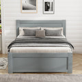 Twin Size Platform Bed With Drawer And Two Shelves, Gray Expected Arrival Time: 10.28 Twin Antique Gray Mdf Lvl