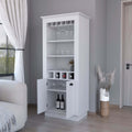 White 4 Built In Wine Rack Bar Cabinet 3 4 Shelves White White Primary Living Space Shelves Included Wood