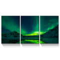 3 Panels Framed Aurora Forest Canvas Wall Art Decor,3 Pieces Mordern Canvas Decoration Painting For Office,Dining Room,Living Room, Bedroom Decor Ready To Hang Rectangle Framed Multicolor Oversized 41In Canvas Nature Scenes
