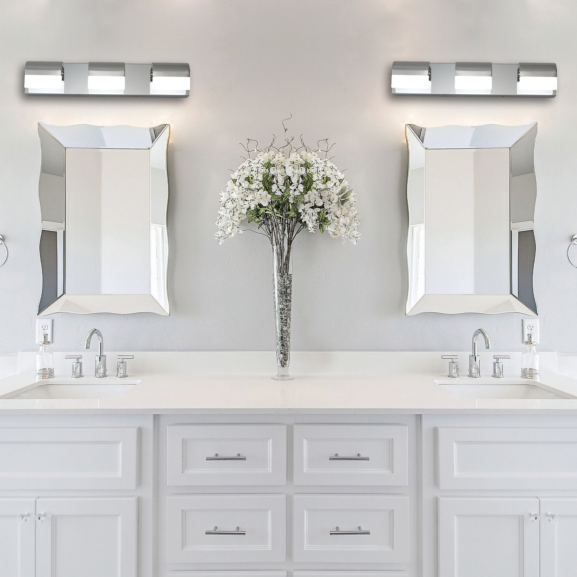 Bathroom Vanity Lighting 3 Light Led Vanity Lights Over Mirror Bath Wall Lighting Chrome Modern Acrylic Stainless Steel