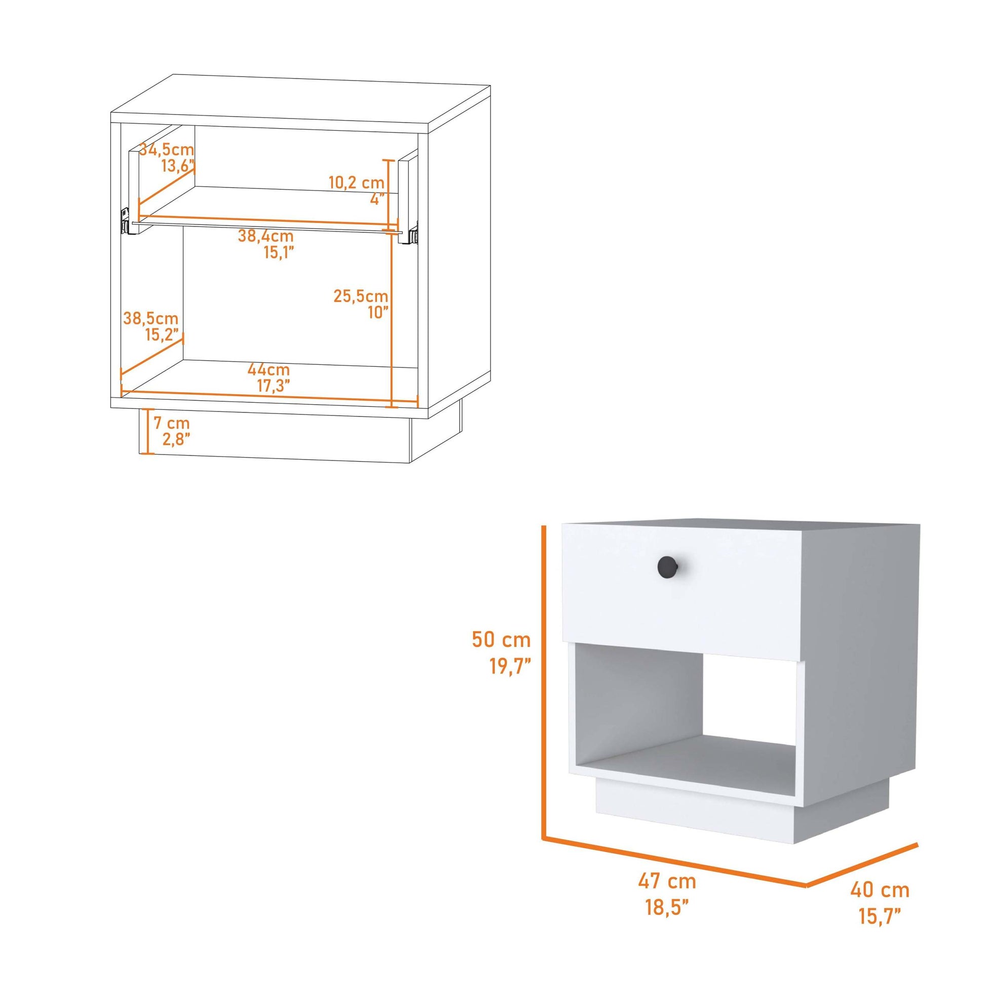 White 1 Drawer Nightstand White White 1 Drawer Bedroom Open Storage Storage White Wood