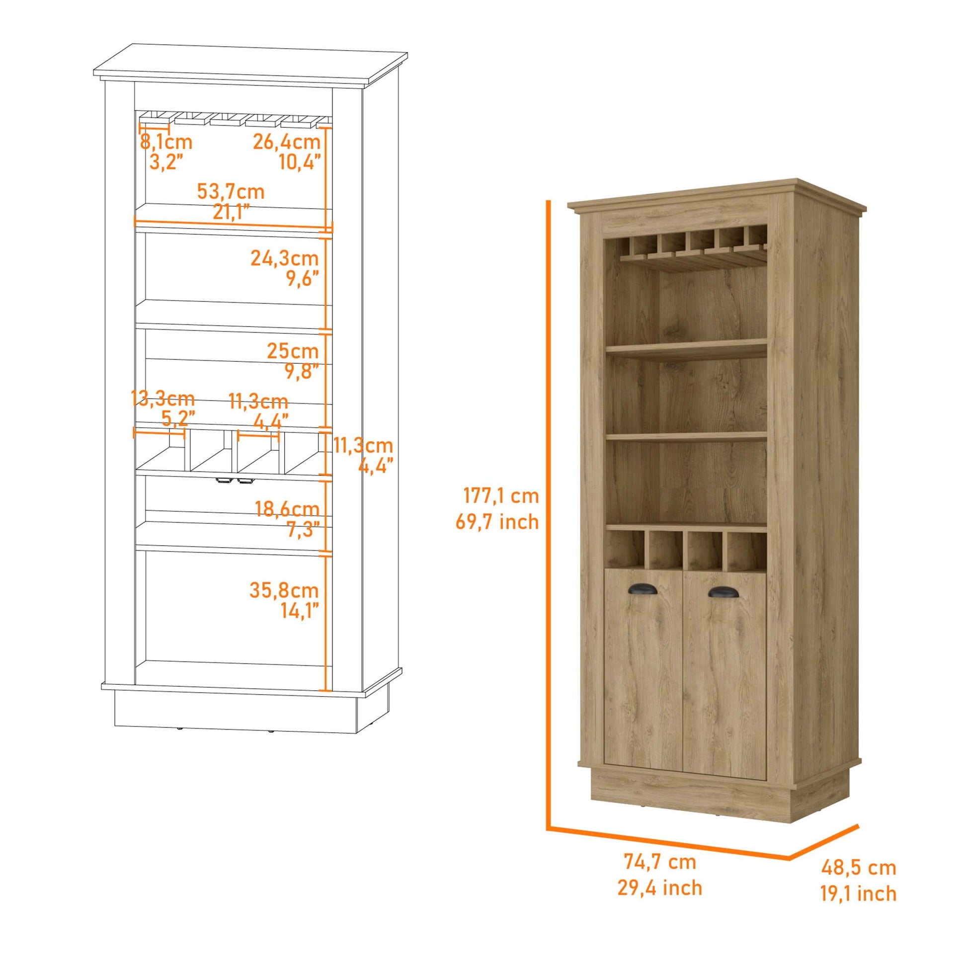 Macadamia 4 Built In Wine Rack Bar Cabinet 3 4 Shelves Brown Brown Primary Living Space Shelves Included Wood