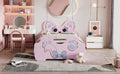 Cartoon Twin Size Platform Bed With Trundle, Pink Twin Pink Blue Mdf Lvl