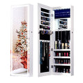 Fashion Simple Jewelry Storage Mirror Cabinet With Led Lights Can Be Hung On The Door Or Wall White Mdf