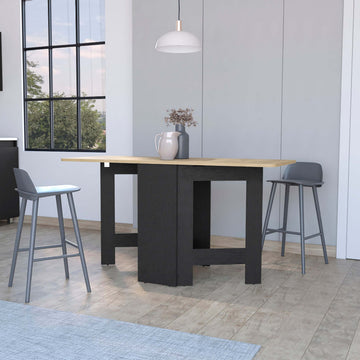 Cole Black And Macadamia Folding Dining Table Black Brown Folding Dining Room Rectangular Kitchen & Dining Tables Rectangular Wood