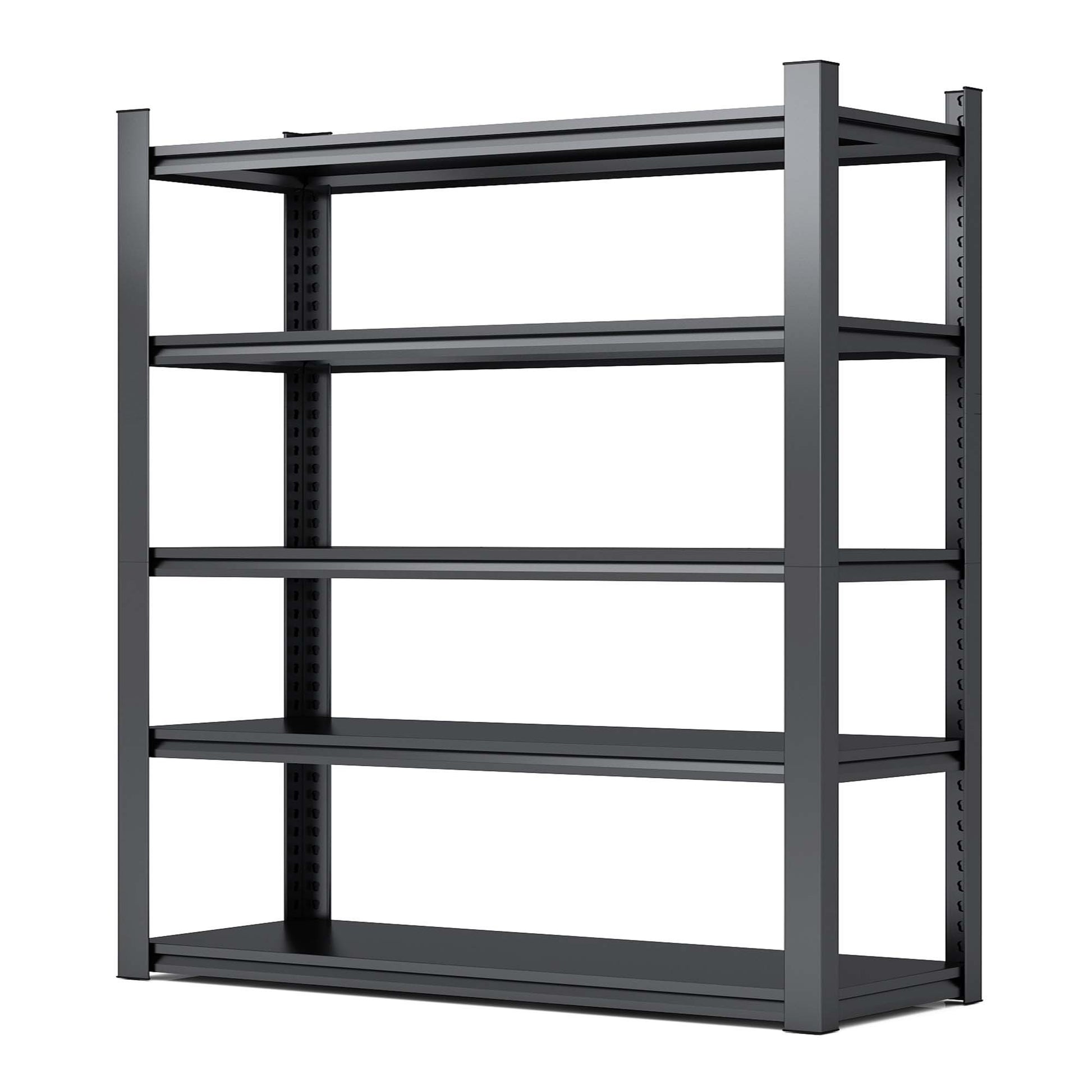 72"H 5 Tier Metal Shelves For Storage Garage Shelving 2000Lbs Heavy Duty Storage Shelves Adjustable Garage Shelf Industrial Shelving Unit Storage Utility Rack,47.2"W*23.6"D*72"H,Black 5 Black Gray Standard Vertical Kitchen Open Back Metal Modern