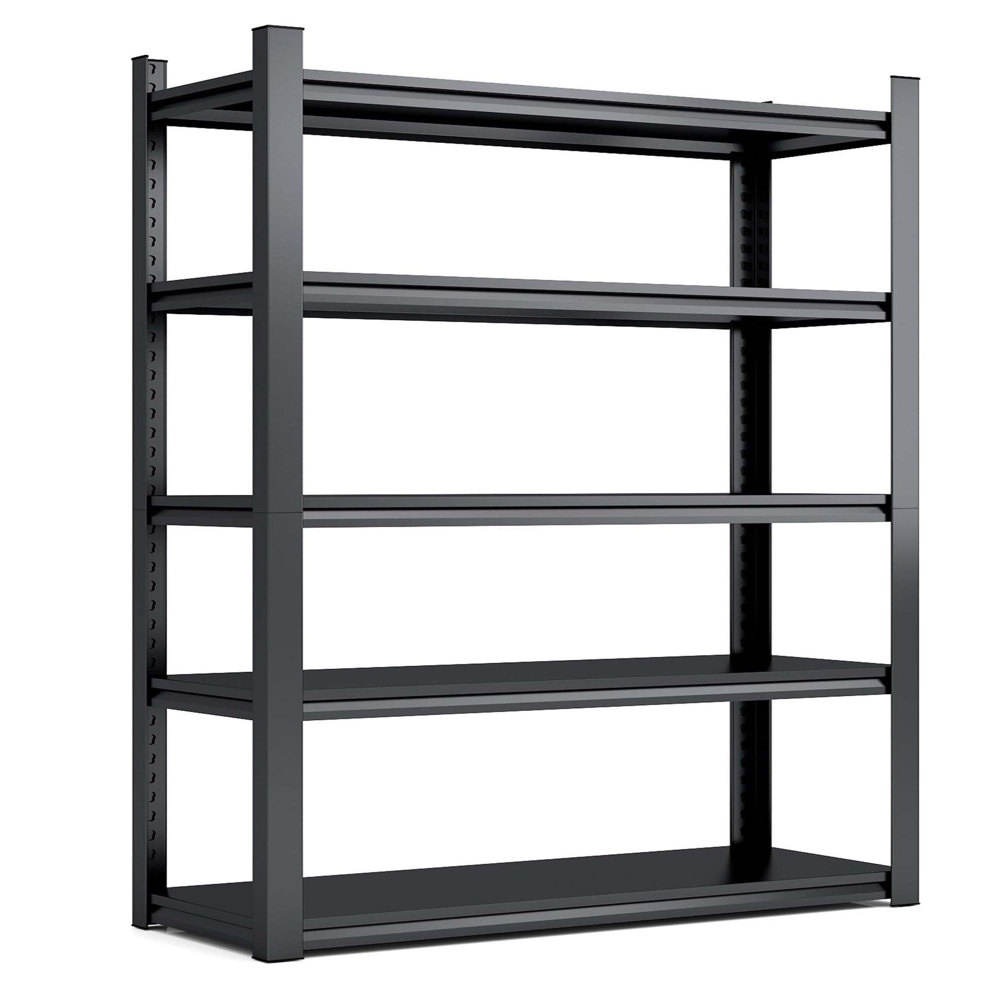 72"H 5 Tier Metal Shelves For Storage Garage Shelving 2000Lbs Heavy Duty Storage Shelves Adjustable Garage Shelf Industrial Shelving Unit Storage Utility Rack,47.2"W*23.6"D*72"H,Black 5 Black Gray Standard Vertical Kitchen Open Back Metal Modern