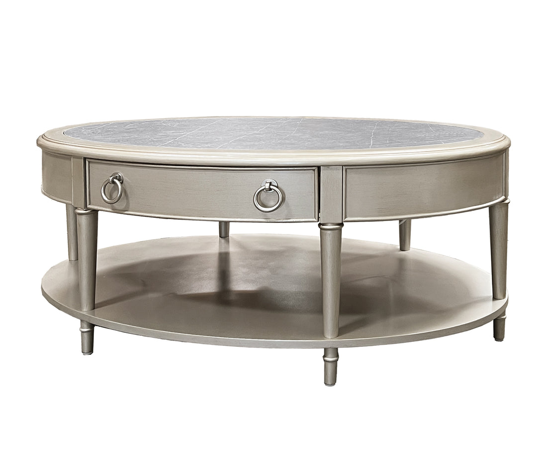 Kasa Coffee Tablesintered Stone & Champagne Finish Lv01502 Champagne Wood
