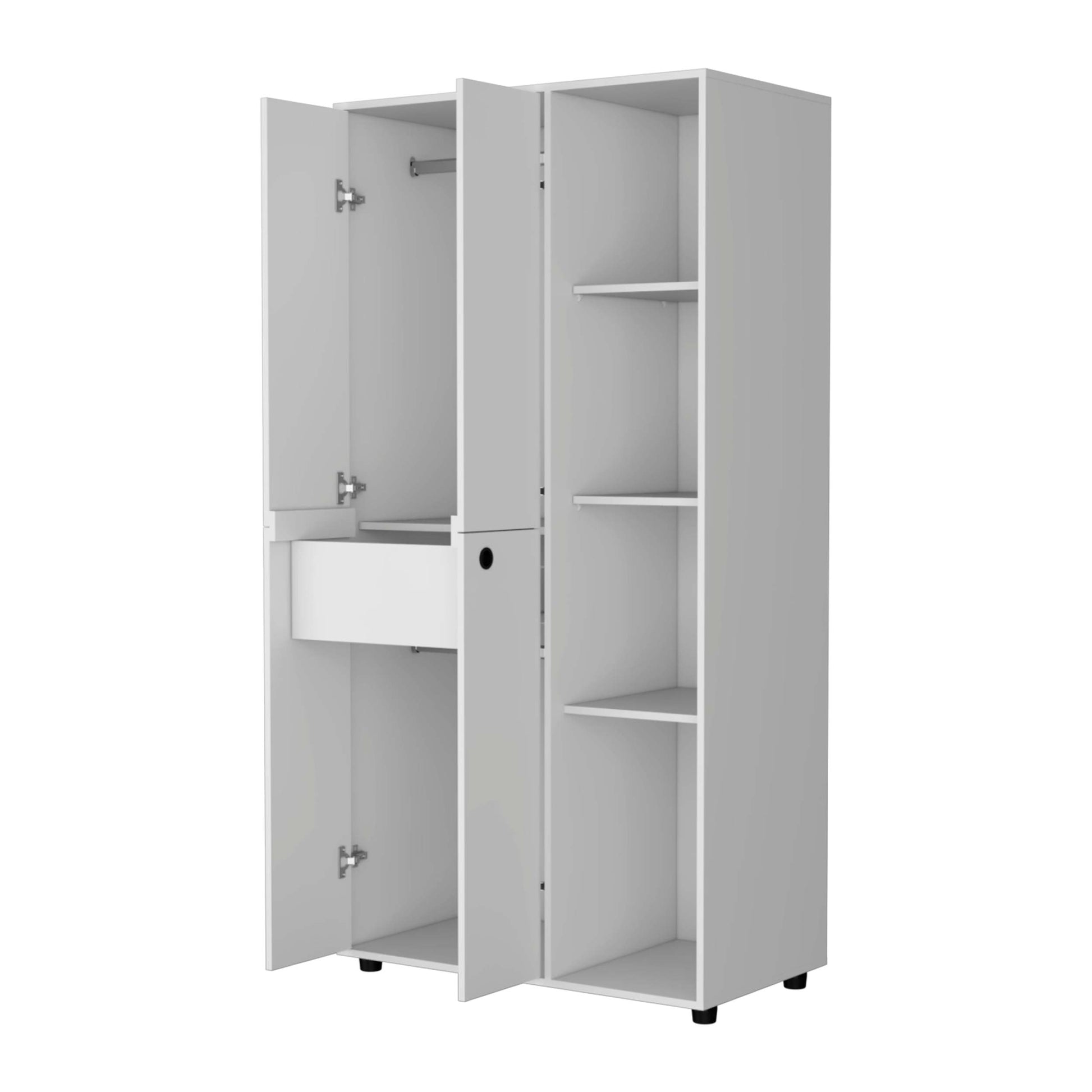 White 1 Drawer Armoire Closet White Bedroom Wood