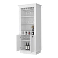 White 4 Built In Wine Rack Bar Cabinet 3 4 Shelves White White Primary Living Space Shelves Included Wood