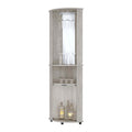 Concrete Gray 3 Tier Shelf Bar Cabinet 3 4 Shelves Gray Gray Primary Living Space Open Storage Space Wood