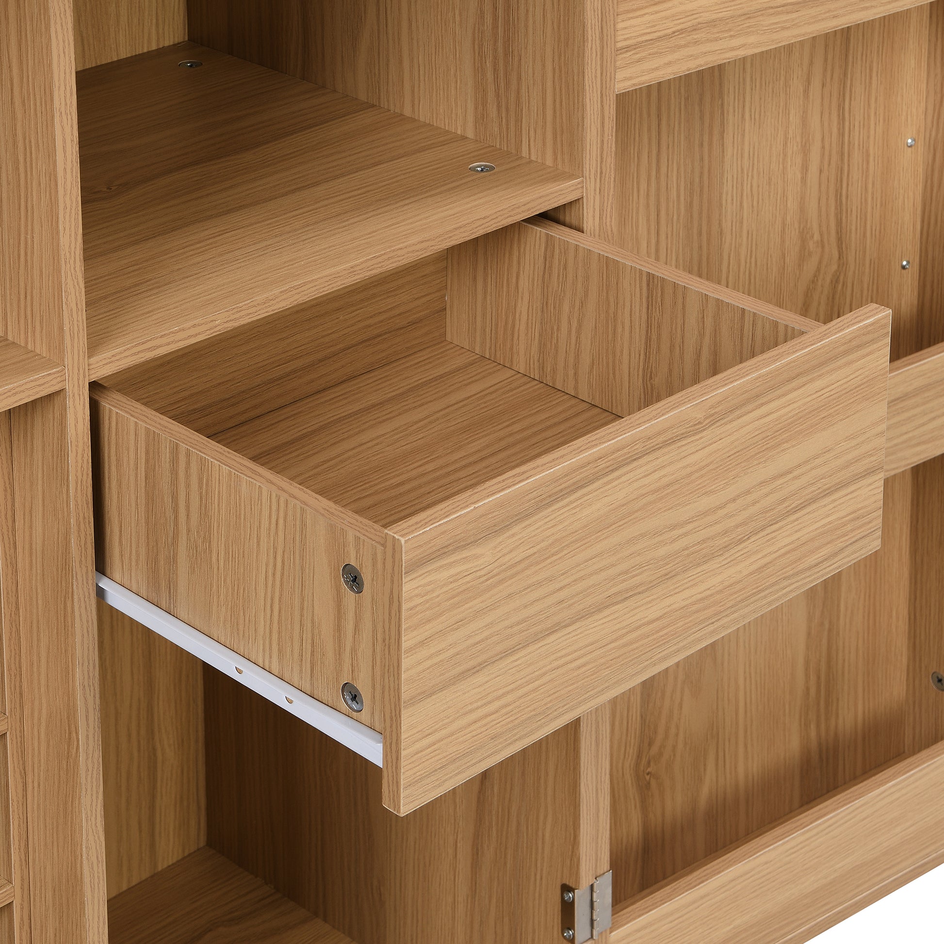 42.5" Modern Home Bar Cabinet Carved Wine Cabinet With Storage Natural Dining Room Contemporary Mdf