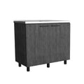 2 Freestanding Utility Base Cabinet With Stainless Steel Countertop And 2 Door, Smokey Oak Oak Particle Board Particle Board