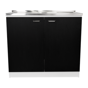 Napoles Utility Sink With Cabinet, Double Door, One Shelf White Black Multi Kitchen Modern Particle Board Particle Board