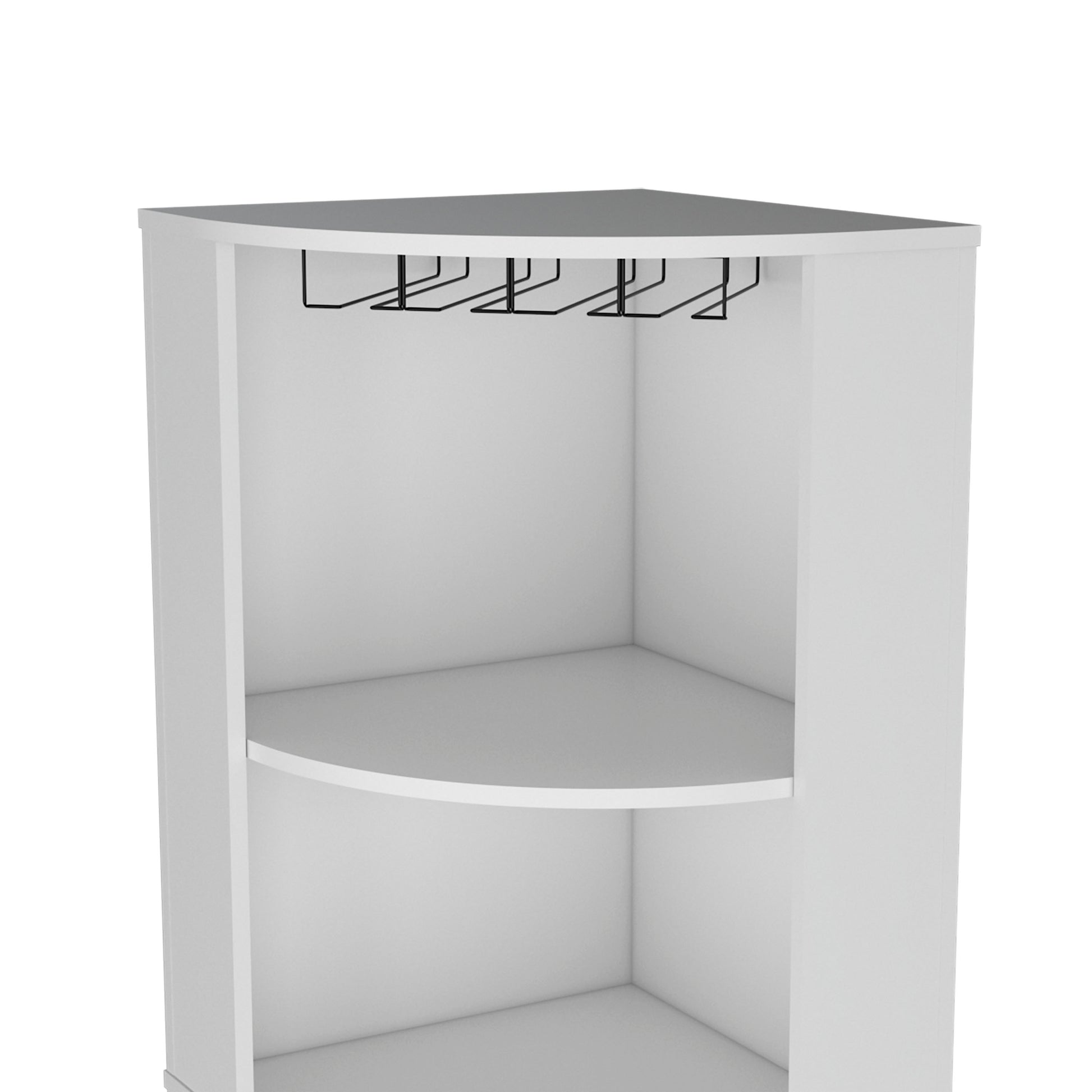 Oban Corner Bar Cabinet With Five Shelveseight Bottle Cubbies And Steamware White White Kitchen Modern Particle Board