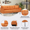 Orisfur. Linen Upholstered Modern Convertible Folding Futon Sofa Bed For Compact Living Space, Apartment, Dorm Orange Foam Linen