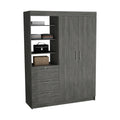 Kenya 3 Drawers Armoire, Double Door, 3 Tier Shelf Smokey Oak Smoke Grey Bedroom Modern Particle Board