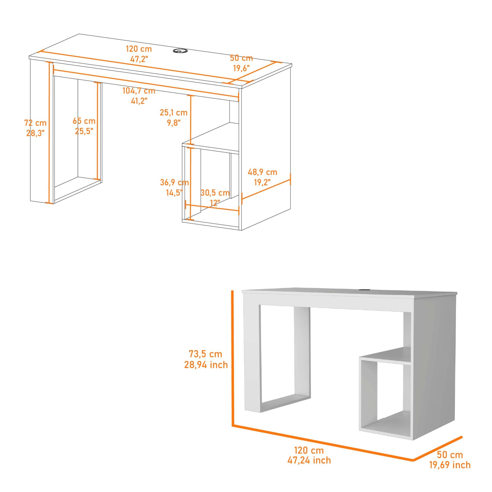 White Two Shelves Writing Desk White White Writting Desk Office Rectangular Shelves Desk Rectangular Wood