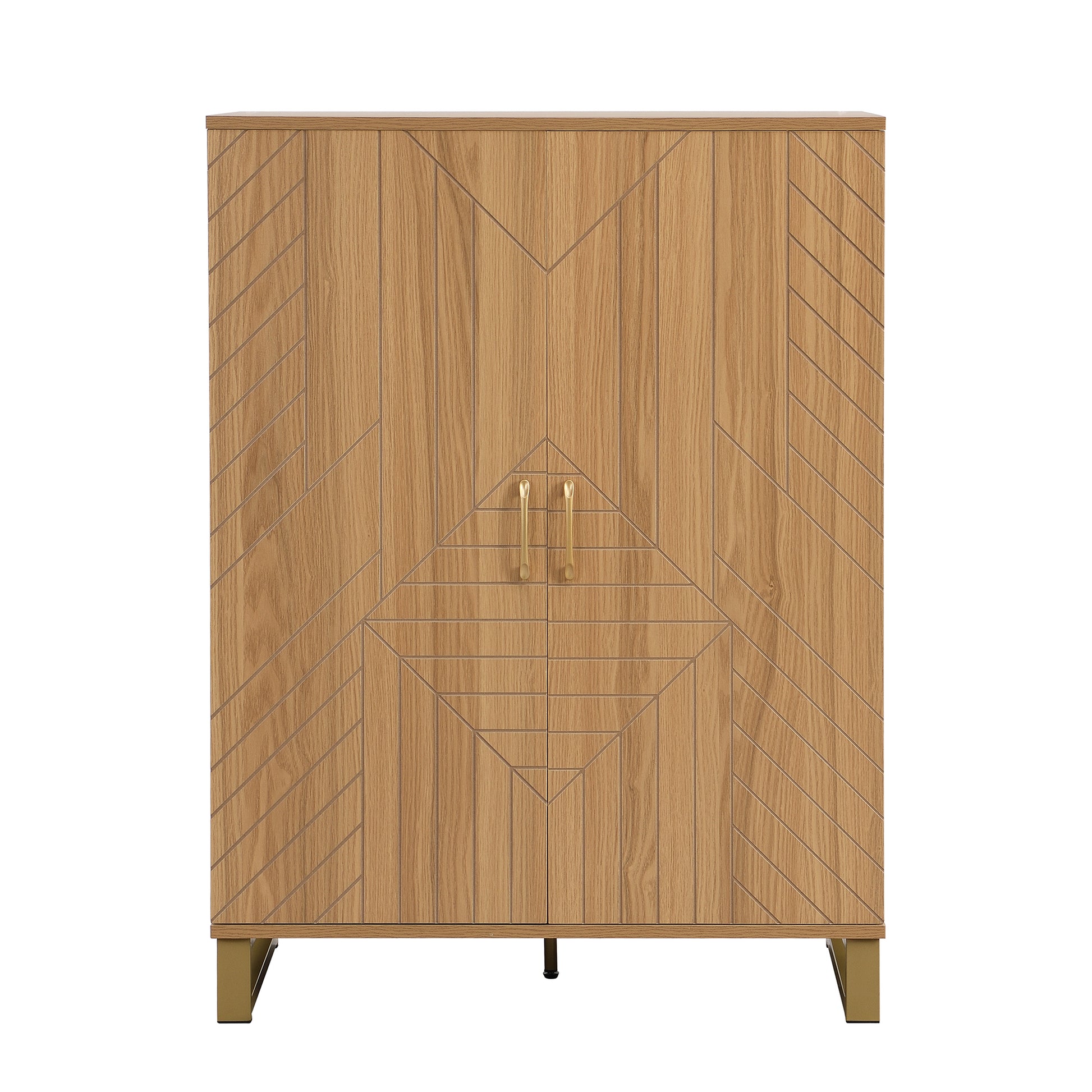 42.5" Modern Home Bar Cabinet Carved Wine Cabinet With Storage Natural Dining Room Contemporary Mdf