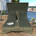 Patio Daybed Outdoor Daybed Outdoor Rattan Sun Lounger With Shelter Roof With Adjustable Backrest, Storage Box And 2 Cup Holders For Patio, Balcony, Poolside,Grey Yes Grey Seats 2 Water Resistant Frame Water Resistant Cushion Garden & Outdoor Sectional