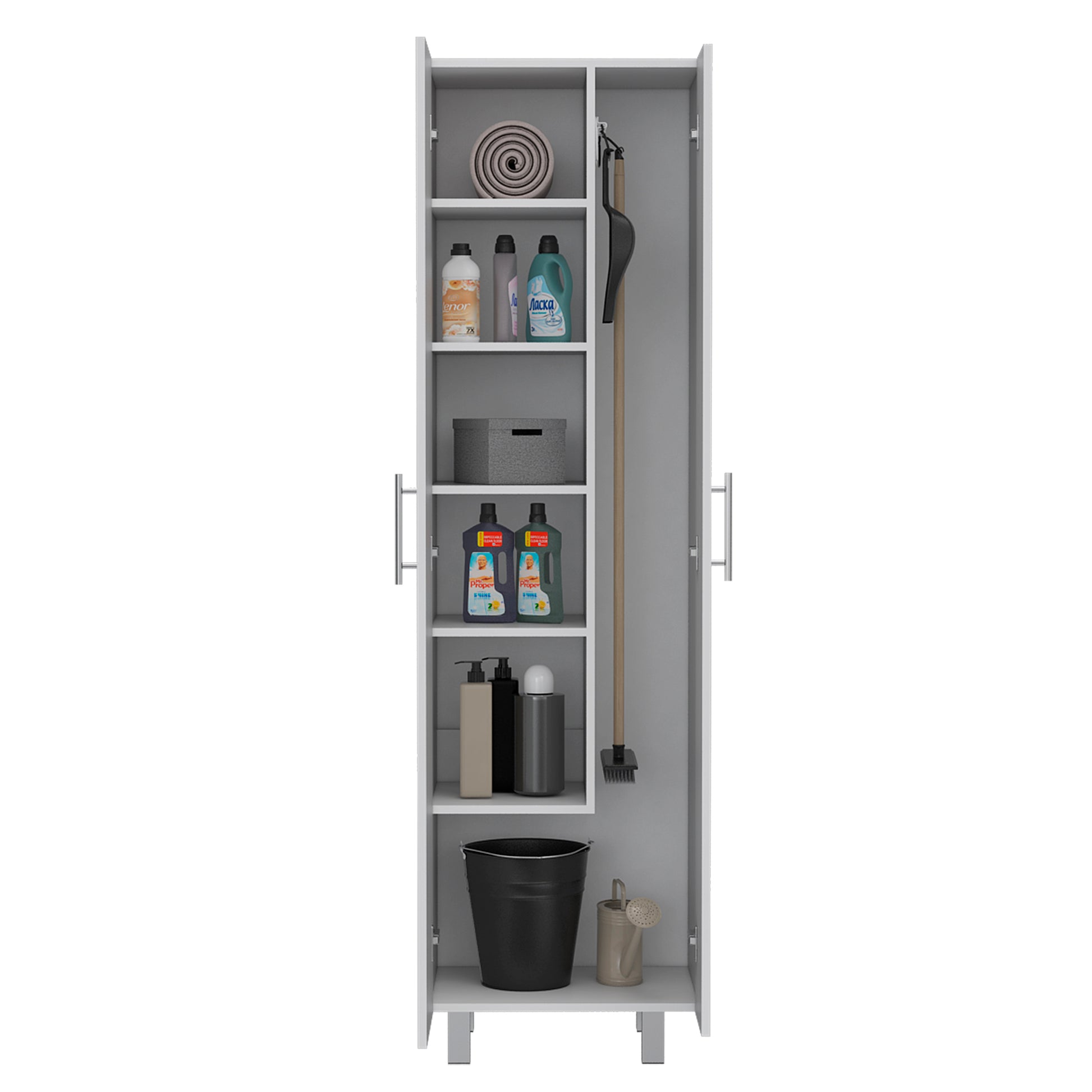 Norway Broom Closet Pantry White Primary Living Space Modern Particle Board Engineered Wood