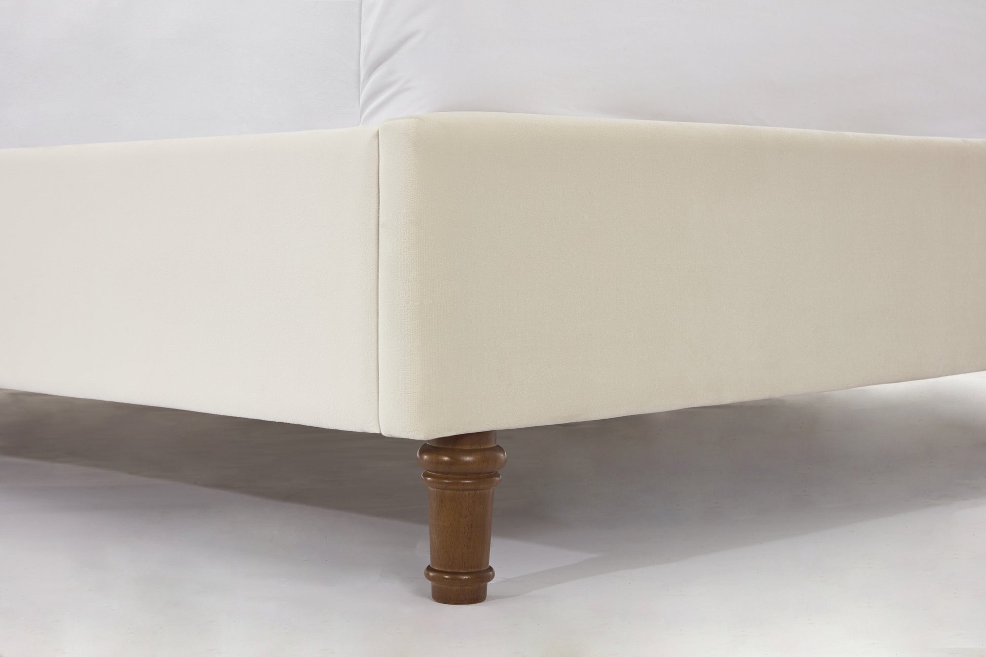 Peyton Upholstered King Bed 54" High Headboard Traditional Hand Buttoned Tufting Trim Wingback No Box Spring Needed Easy Assembly Ivory Velvet Box Spring Not Required King Ivory Brown Metal Bedroom Classic,European,Modern,Traditional Oak Bed Frame Foam